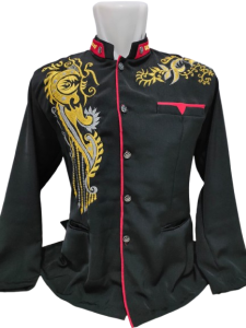 Baju Jas Koko Jasko Dewasa Bordir Hitam Lis Merah Lengan Panjang Bahan High Twis Terbaru 2025