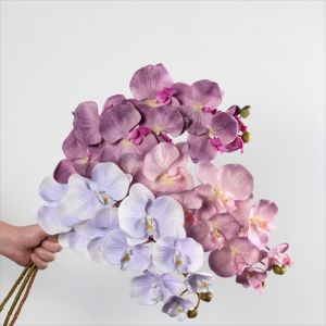 CHROME RECOVER73CH1 10 Heads Artificial Butterfly Orchid Iron Wire Inner Lining Real Touch Fake Phalaenopsis 3D Multi Color Fake Phalaenopsis Flower Home Decor