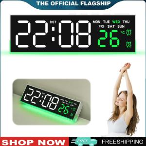 [TOPACE MALL] LED Alarm Clock with Atmosphere Lights Digital Clock USB Charging Port Large Display for Bedroom Home Living Room Office