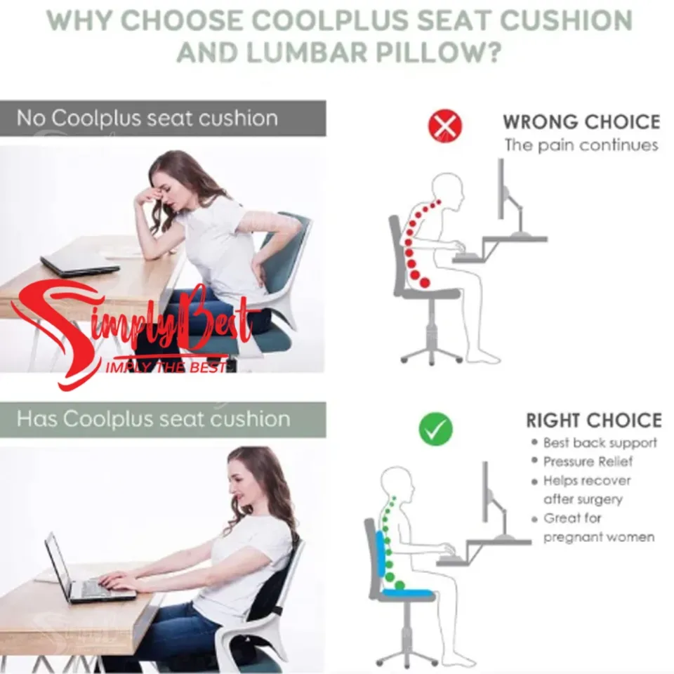 SIMPLYBEST Seat Cushion Office Chair Memory Foam Desk Chair Pail Relief  Pressure Relief Lifting Orthopedic Seat Cushion