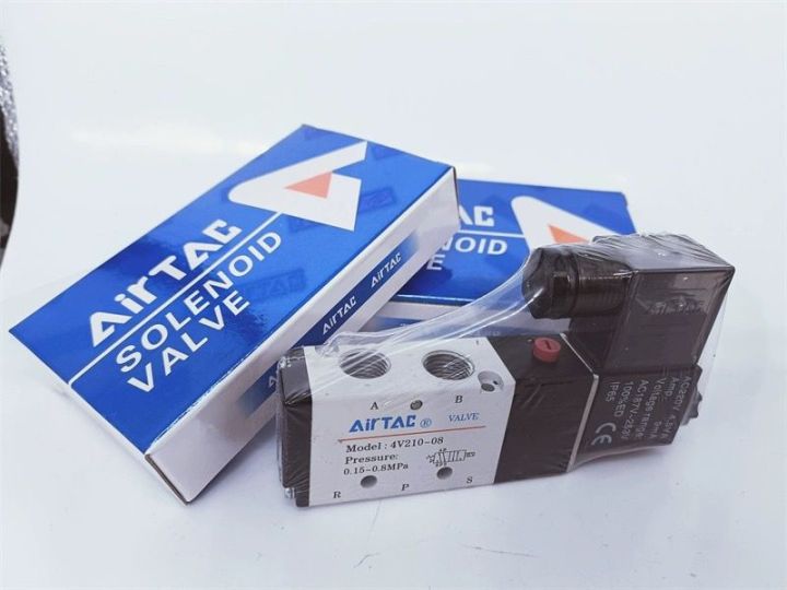 AirTAC 4V210-08 Solenoid Valve - 1/4NPT, 5/2 Way, DC12V, Pilot-Operated With Junction Box