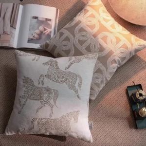 Luxury Geometric Jacquard Cushion Covers Premium Oatmeal Grey Modern Minimalist Home Decor High-End Designer Throw Pillow Cases