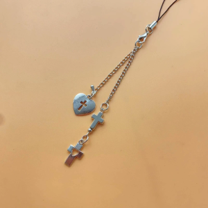 Cute Pentagram Star Cross Pendant Phone Straps Lanyard Pocket Keychain Strap Backpack Charm Car Keys Decoration Chain