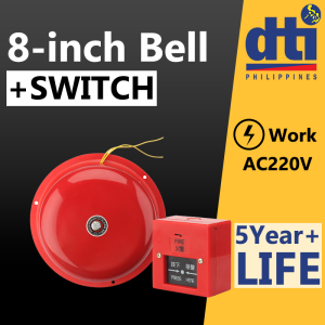 220V Fire Alarm Bell Set with Manual Push Switch Emergency Warning Bell 4/6/8/10 Inch Loud Clear Alert Sound for Mall Office Factory School Fire Safety & Emergency Notification