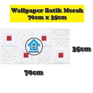 HT Wallpaper Stiker Foam Motif Batik Merah Premium Wall Paper Sticker Dinding