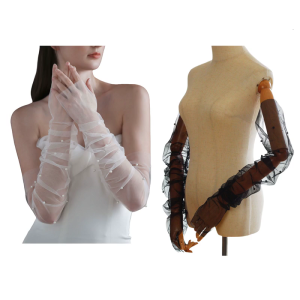 Jeweled Tulle Arm Cover Long Sleeve for Bridal Gown Dress Decorative Sleeves Shirt Glove Dress Decorative Long Sleeve
