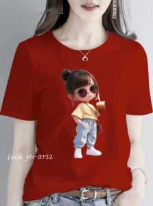 KAOS MOTIF ATASAN GIRLS ESTEH/COTTON COMBED WANITA