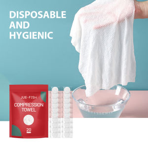 【Ready Stock】Jue-Fish Compression Towel Disposable Face Towel Compressed Travel Towel Strong Water Absorption Thick Soft Cotton For Face Wash Makeup Removal Travel Home Outdoor 20 Pieces