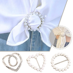 1pc Detachable Pearl Brooch Pins Pearls Scarf Waist Buckle Silk Clasp Clips Clothing Wrap Holder DIY Accessories
