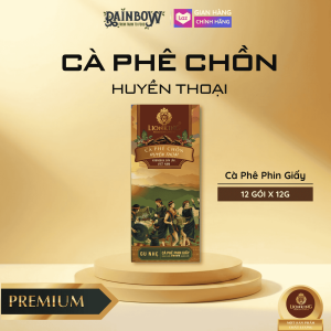Cà phê chồn phin giấy Lion King Premium Dòng Huyền Thoại Vị Đắng Dịu Ngọt Thanh - Hộp Quà 244g (12 gói + đường)