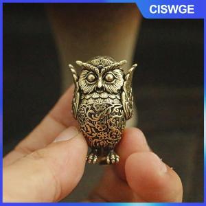CISWGE 1pcs Retro Đồng động vật trà Pet Máy tính để bàn trang trí cổ Rắn Đồng Owl thu nhỏ bức tượng nhỏ trang trí nội thất thủ công