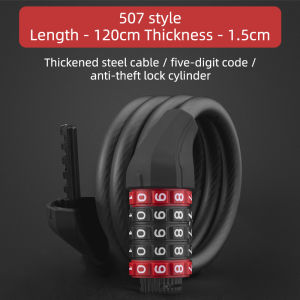 ROCKBROS Bike Cable Lock LED Night Anti-theft Safety 5 Digit Code Password Bicycle Locks for Motorcycle Folding Bike