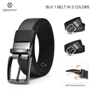 OKIMY Men Sports Belt Outdoor Belt Adjustable Belt Rotating Buckle Double-Sided Two-Color Nylon Belt Waistband Youth Sports Canvas Pant Belt Simple Nice Waistband