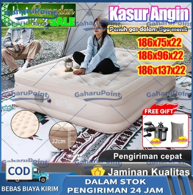 Kasur Angin Single [186cm x75cm] / Kasur Tidur Angin /kasur angin pompa listrik outdoor Kasur pompa lipat kasur tiup Queen kasur angin camping perjalanan Termasuk pompa udara /Paket Kasur Angin Matras Angin Mobil Tempat Tidur Mobil Travelling Kasur Angin