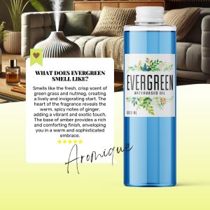 Aroma Bella EVERGREEN Aromique Water Soluble Based Essential Oil Waterbased Humidifier Diffuser