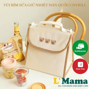 Túi Bỉm Sữa Giữ Nhiệt Chybili Phong Cách Hàn Quốc Túi Bỉm Sữa Thêu Gấu Đa Năng