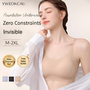 [YWEOKCAU] Foundation Bra Wireless Ice Silk Thin Fixed Cup Seamless Cooling Lightweight Breathable Invisible Lift Support Comfortable Brassiere​​