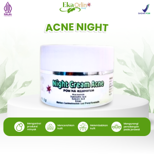 Night Cream Acne Krim Malam Orlin Beauty Mencerahkan Melembabkan Kulit Mengontrol Minyak Mengurangi Peradangan Jerawat 10 Gram BPOM