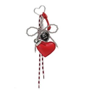 Fashionable Heart Shape Keychain Glossy Leather Bowknot Car Keyring Braided Rope Bag Pendant Key Holder Decoration