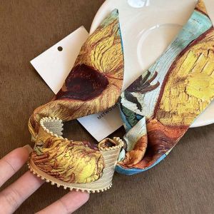 DAN S แหวนมือ กำไลเปิดผ้าพันคอ ของตกแต่งเครื่องประดับ ผูกเชือก กำไลโบฮีเมียน ย้อนยุค รอยเปื้อน สร้อยข้อมือผ้าเช็ดหน้า เพื่อน