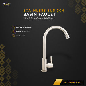 Keran Sink Angsa Wastafel Tanam Vertikal SUS 304 Rotating Tap Basin Faucet FCT-171SV