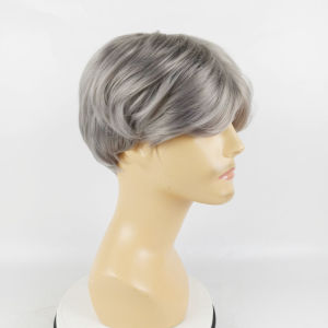 Middle-aged and elderly wigs Mens natural breathable medium bangs Short straight hair Cover white hair Chemical fiber wig Headgear