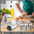 Handheld Rotary Grater with Three Stainless Steel Drum Hand-Cranked Slicer for Grating Hard Cheese. 