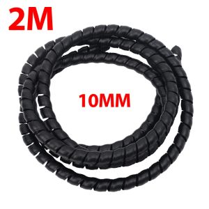 2M Flexible Spiral Cable Wire Protector Organizer 8mm 10mm Computer Cord Protective Wiring Winder Cord Protector Clip Organizer Management Tools
