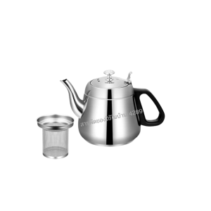 กาชงชา พร้อมที่กรองชาเกรด304  รุ่นด้ามจับสีดำ (1000-1200-1500 ml.)