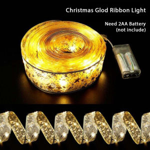 Christmas Ribbon With Lights Battery Operated White Christmas Tree Ribbon Lights 13 Ft 40 LED Colorful Flashing Copper Wire Ribbon Bows Light For Wedding New Year Xmas Party Decoration