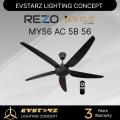 LZD REZO Ventus MY56 / MY40 56/40 inches AC/DC 5 Speeds Remote Ceiling Fan. 