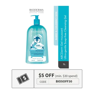Bioderma Abcderm Gel Moussant Ultra-Gentle Soap-Free Cleansing Gel (Babies And Childrens Skin) 1L