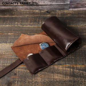 Genuine Leather High Class 6 Slot Watch Roll Case Oil Nubuck Leather Watch Box Handmade Travel Wristwatch Pouch Organizer