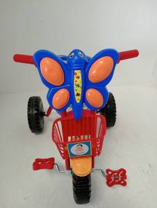 AB TOY รถเด็กสามล้อหน้าผีเสื้อล้อดำ เบอร์ 10 มีแตรลมและขาถีบ ประกอบพร้อมจัดส่ง