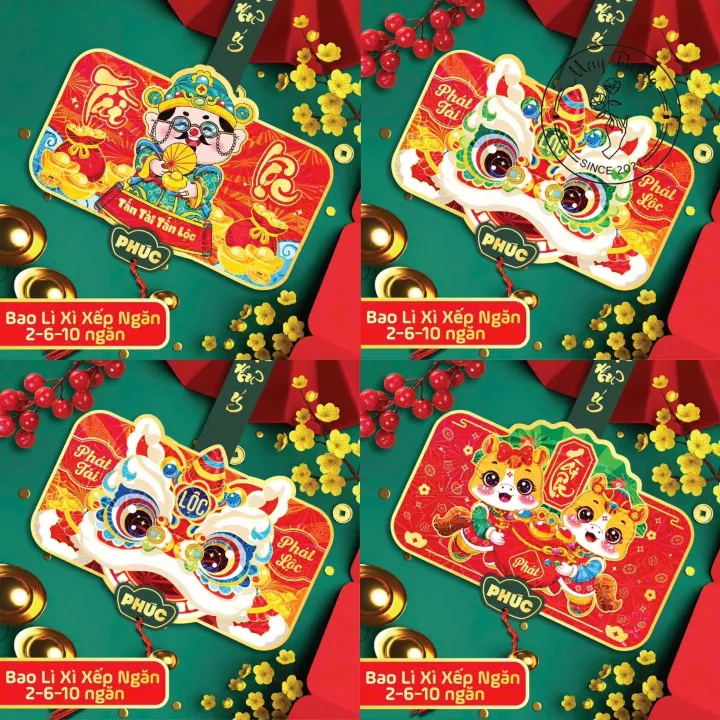 Bao Lì Xì Gấp Xếp Tầng 2 6 10 Ngăn Gấp Gọn, Lì Xì Xếp Tầng Nhiều Ngăn ...