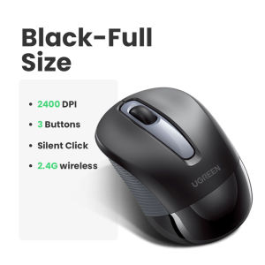 UGREEN Wireless Mouse 6 Silent Buttons Bluetooth 5.0 and 2.4G Wireless with USB Mini Receiver 5 Level DPI Setting 4000DPI Ambidextrous PC / Mac /Linux Laptop