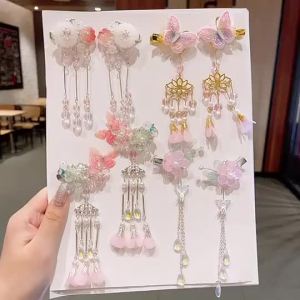 2026 Hot Sale [ Shipped from China ] Chinese-style childrens hair accessory set for girls Hanfu hairpin ancient-style hair clip super fairy-like tassel butterfly hair ornament B3