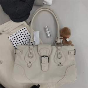Y2K Aesthetic Women Underarm Bag Large Capacity Motorcycle Style Retro Shoulder Bag PU Leather Motorcycle Bag Women Daily Wear2026