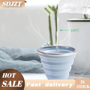 SDJZT Gấp cup có thể gập lại ráp Telescopic Silicone chai nước tách trà