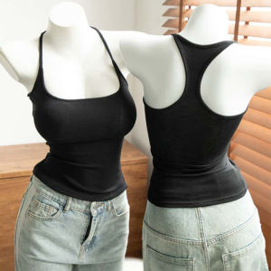 【Brelira】Halter Neck Padded Tank Top Womens Slim Fit Camisole Small Bust Enhancing Summer Top Sleeveless Casual Wear