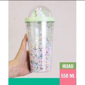 STV STV Botol Minum Tumbler Glitter kelinci Foam 550ml Gelas Cantik Unik Kado Lucu