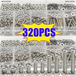 [COD] WEICHENG 320pcs 304 thép không gỉ Hex nút ổ cắm đầu cap vít Hexagon Chủ Đề Máy Metric Nut Bolt Assortment Kit Set M2 M5