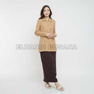 Blazer Wanita Baju Kerja Kantor Seragam PDH PNS Pemda Dinas Guru ASN Wanita Setelan Rok Span Kode 7012 Warna Cokelat Pramuka