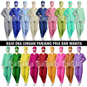 baju OK lengan panjang leher V / seragam OK lengan panjang / baju jaga dokter / Baju jaga perawat / baju bidan / kualitas premium Pakaian Santai Untuk Tenaga Kesehatan - Lazada