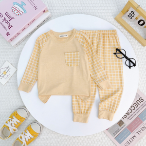Bộ Quần Áo Trẻ Em Dài Tay Hiệu NATUCO Vải Thun Lạnh Cho Bé 0-8 tuổi mặc ngủ máy lạnh mùa thu TD-IN108