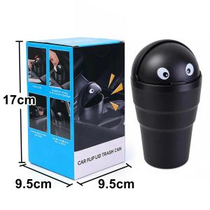 Car Garbage Bin Cartoon Flip Lid Automotive Trash Can Cup Holder Slot Storage Can Odorproof Plastic Vehicle Waste Basket Box