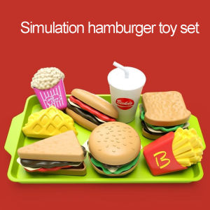 27pcs Play Kitchen Set with Fries Burgers Soda Pizza & Bread - Realistic Food Toys for Youngsters