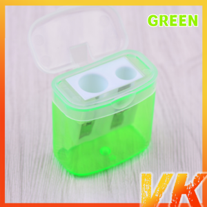 Double Hole Pencil Sharpener With Case Stationary School Supplies Plastic Manual Mechanical Pencil