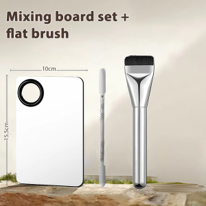 3pcs Makeup Mixing Palette Set Foundation Spatula Stainless Steel Mixing Liquid Foundation Paint Palette Tray Set Beauty Tools