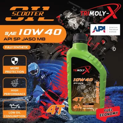 TRIMOLY-X TRIMOLYX 4T 10W40 SCOOTER OIL 1L Fully Synthetic API SP JASO MB Engine Oil Minyak Hitam Pelincir Scooter
